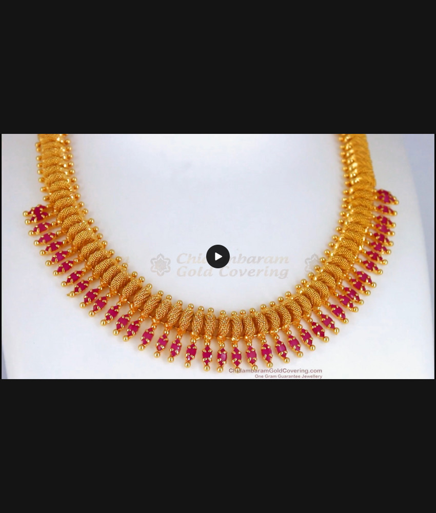 Full Ruby One Gram Gold Net Design Necklace Shop Online NCKN2401