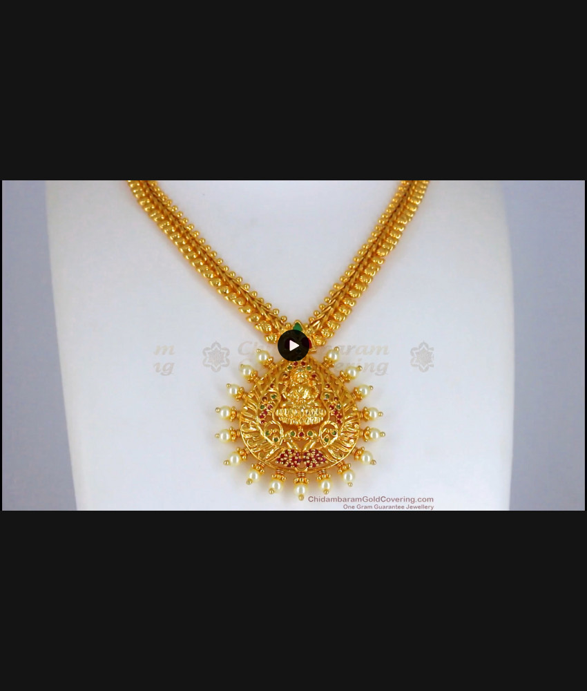 One Gram Gold Lakshmi Dollar White Pearls Necklace Collections NCKN2412