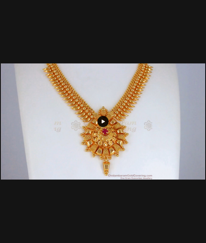 One Gram Gold Mullaipoo Necklace Net Stone Dollar NCKN2413