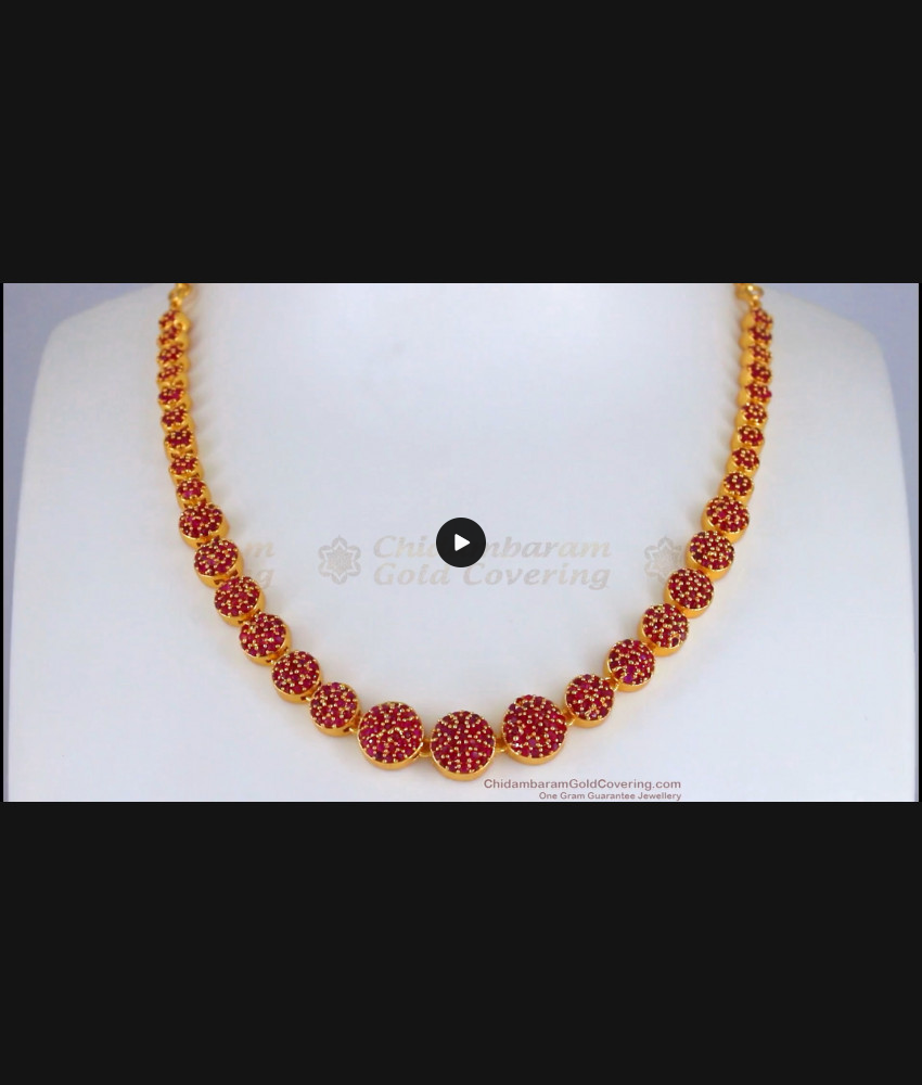 Full Ruby Semi Ball Gold Necklace Gati Stone NCKN2426