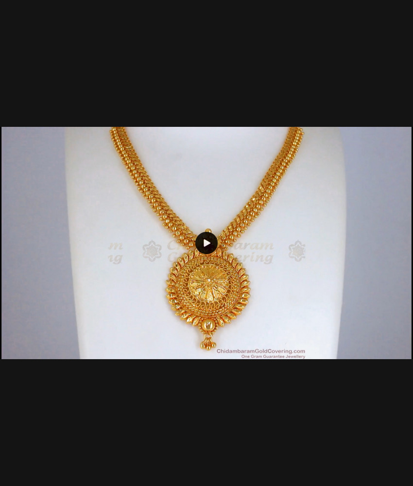 Gold Beaded Necklace Ruby Stone Womens Fashion NCKN2432 