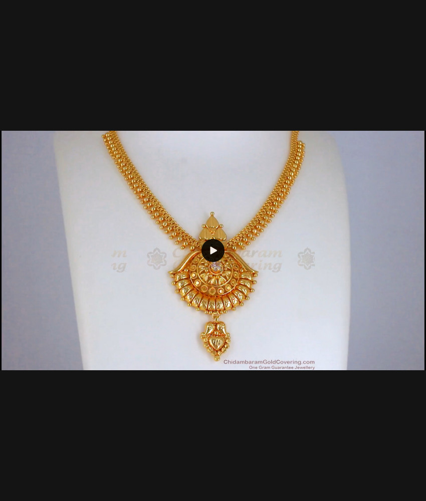 One Gram Micro Gold Plated Necklace White Stone NCKN2453