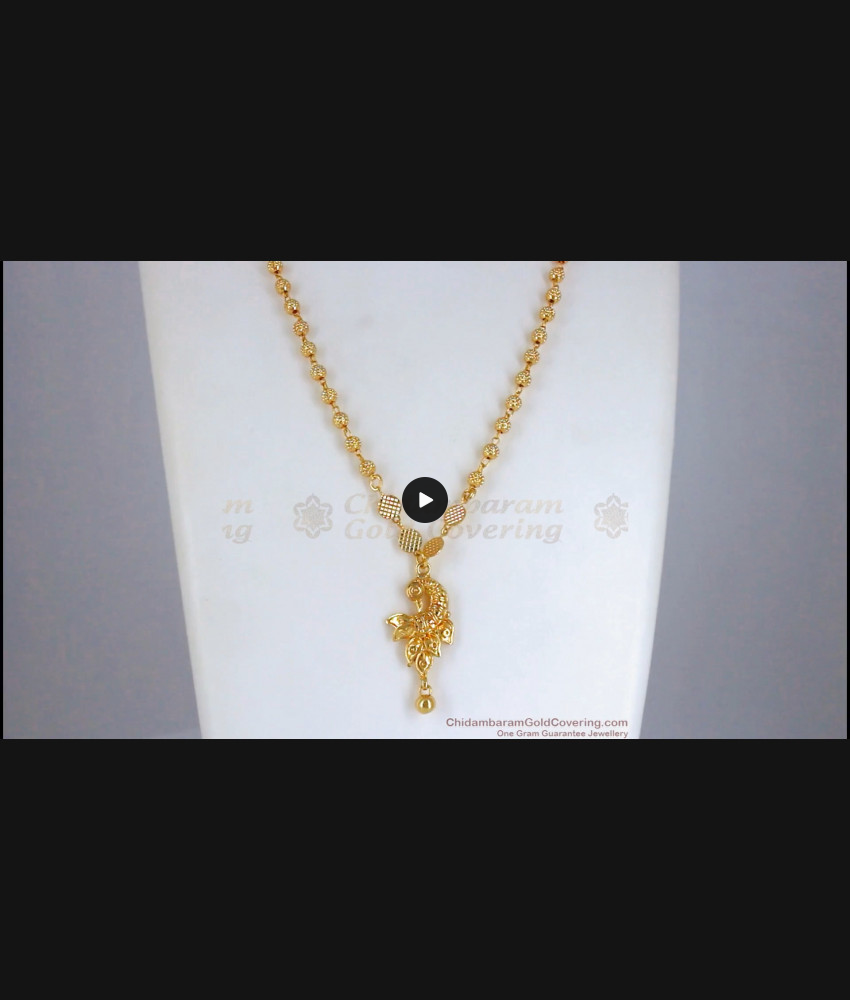 Beautiful One Gram Gold Beaded Peacock Dollar Necklace NCKN2455