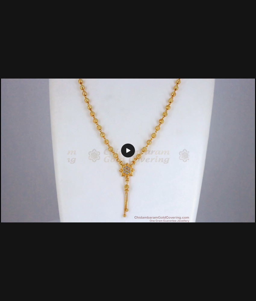 Elegant Party Wear Gold Necklace White Stone NCKN2457