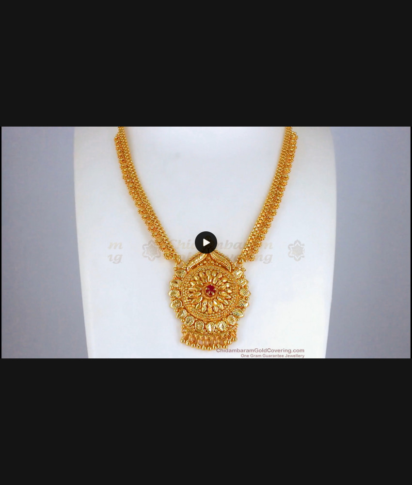 Mini Floral Gold Plated Necklace Ruby Stone NCKN2465