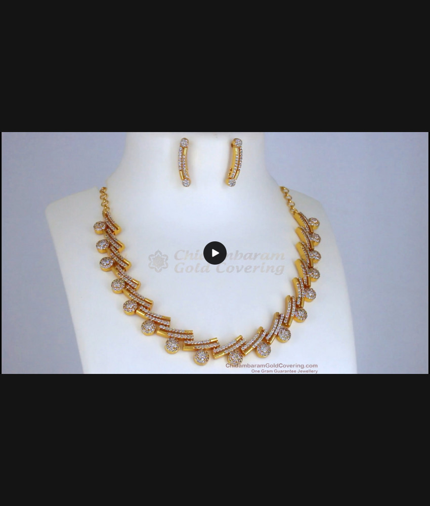 Shinning Diamond Crystals Gold Necklace Earring Combo NCKN2473