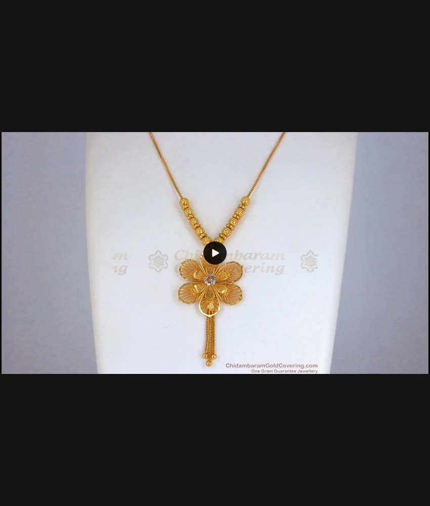 Perfect Shaped Flower Design Gold Necklace Office Wear NCKN2477