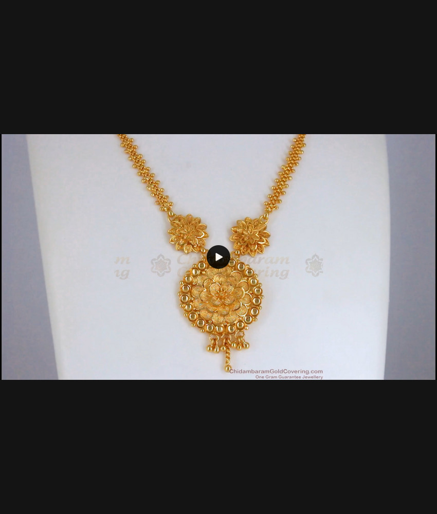 Simple Flower Design Gold Plated Daily Wear Necklace NCKN2488