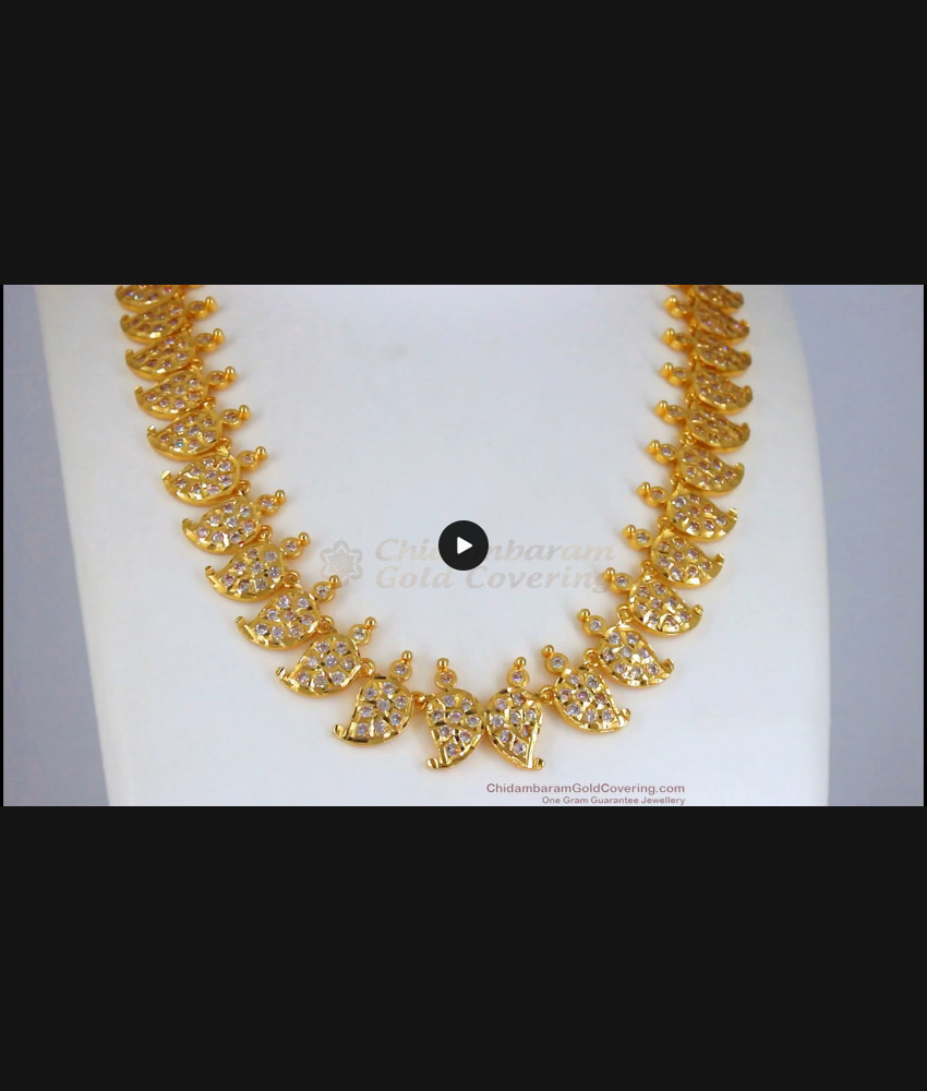 Gorgeous Mango Design Full White Stone Impon Necklace NCKN2492