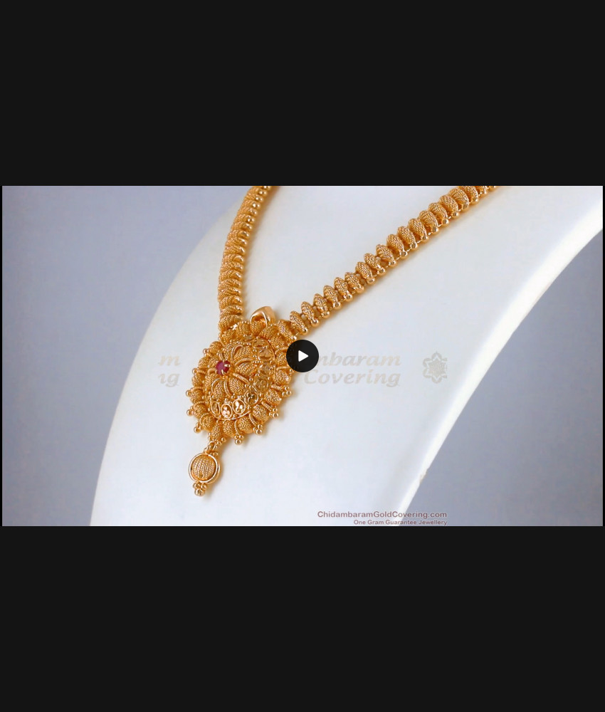 Elevate Your Style With Stunning One Gram Gold Necklace Ruby Stone NCKN2526