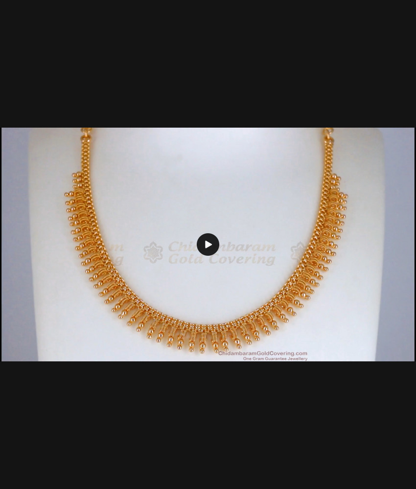 Gold Plated Necklace Net Pattern Mullaipoo Design Kerala Jewelry NCKN2535