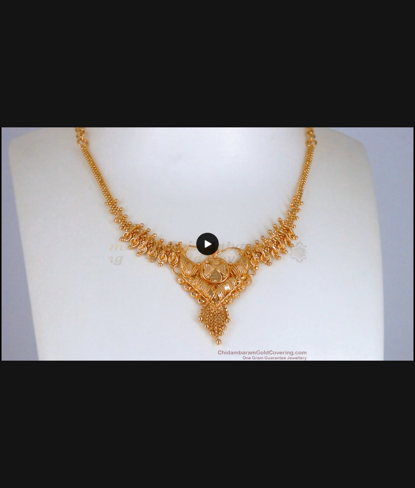 Kolkata Gold Tone Necklace Heart Shaped Hanging Beads NCKN2537