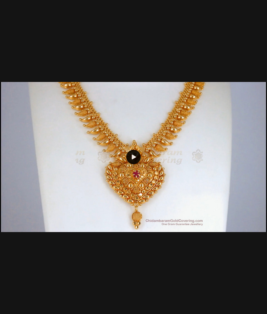 Mango Design Gold Plated Necklace Net Pattern Kerala Wear NCKN2543