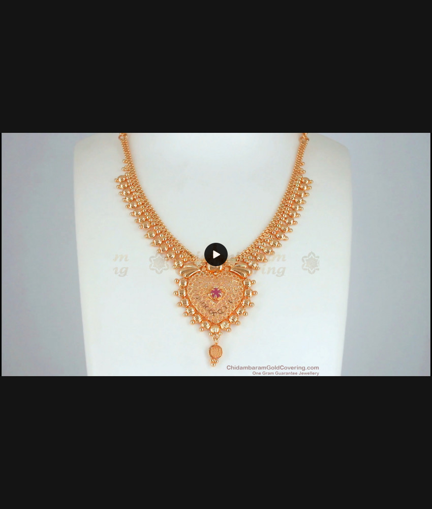 Buy Online Gold Imitation Necklace With Heart Design NCKN2558