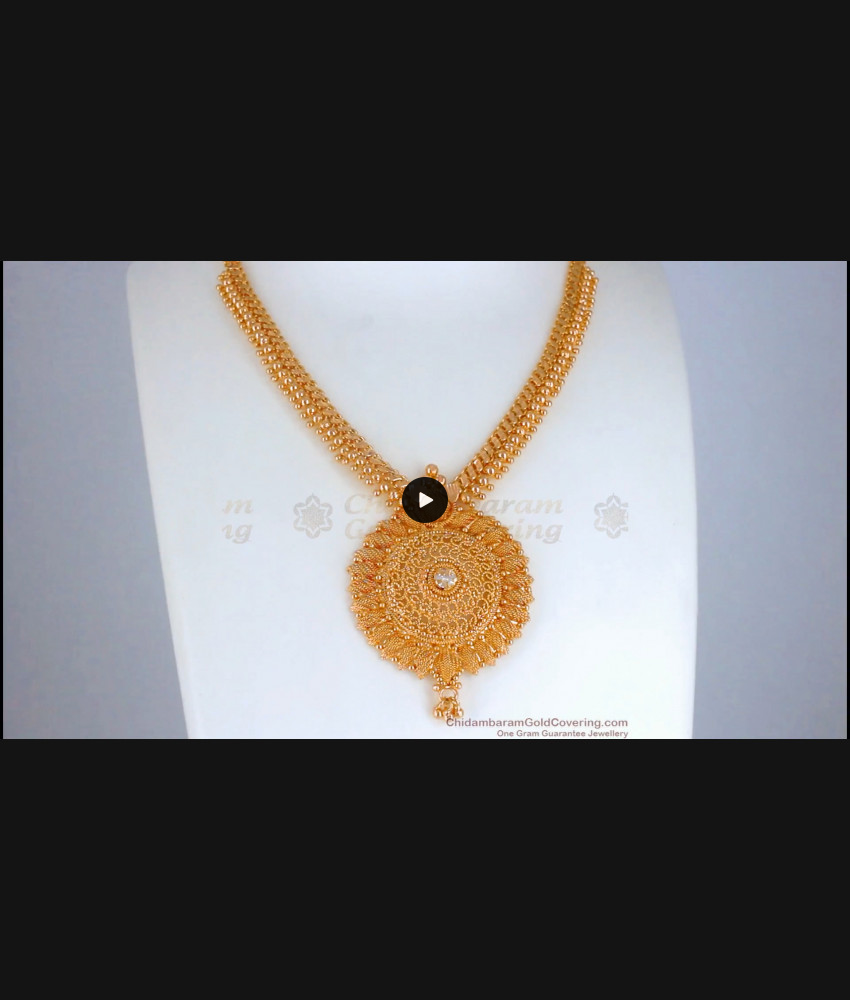 Net Pattern Gold Tone Necklace Design For Wedding NCKN2580