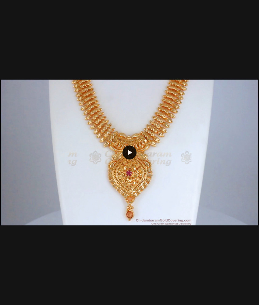 Grand Mullaipoo Design 1 Gram Gold Necklace Bridal Collection NCKN2581