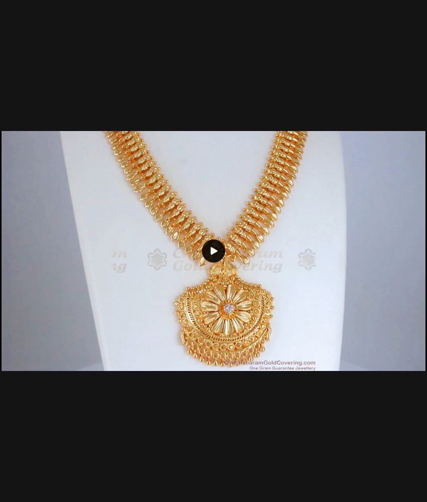 Peacock Design Gold Covering Necklace With White Stone NCKN2582