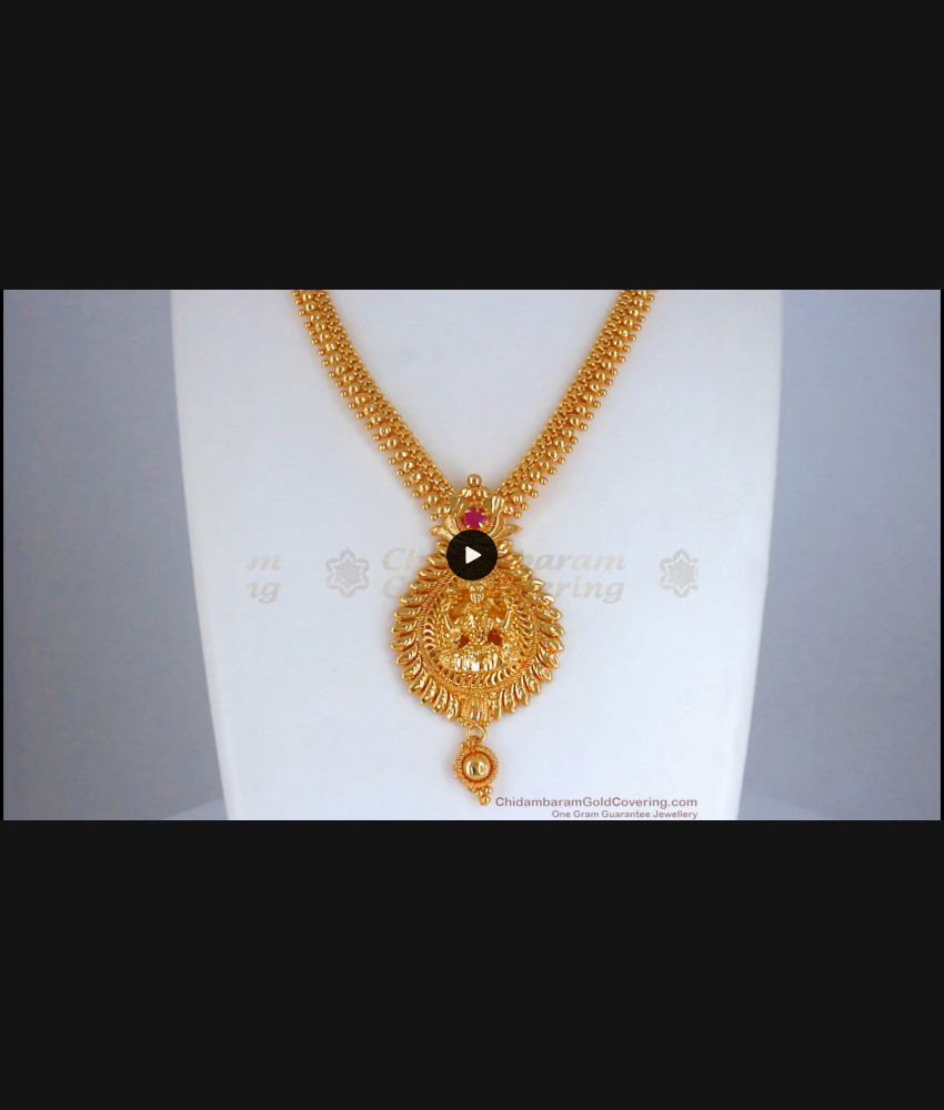 Lakshmi Design Gold Plated Necklace With Single Stone NCKN2583