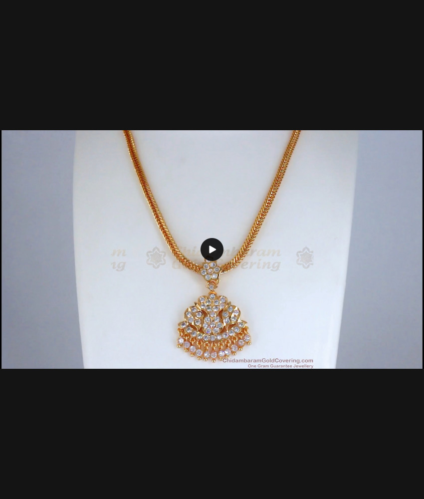 South Indian Impon Necklace Full White Gati Stone NCKN2598