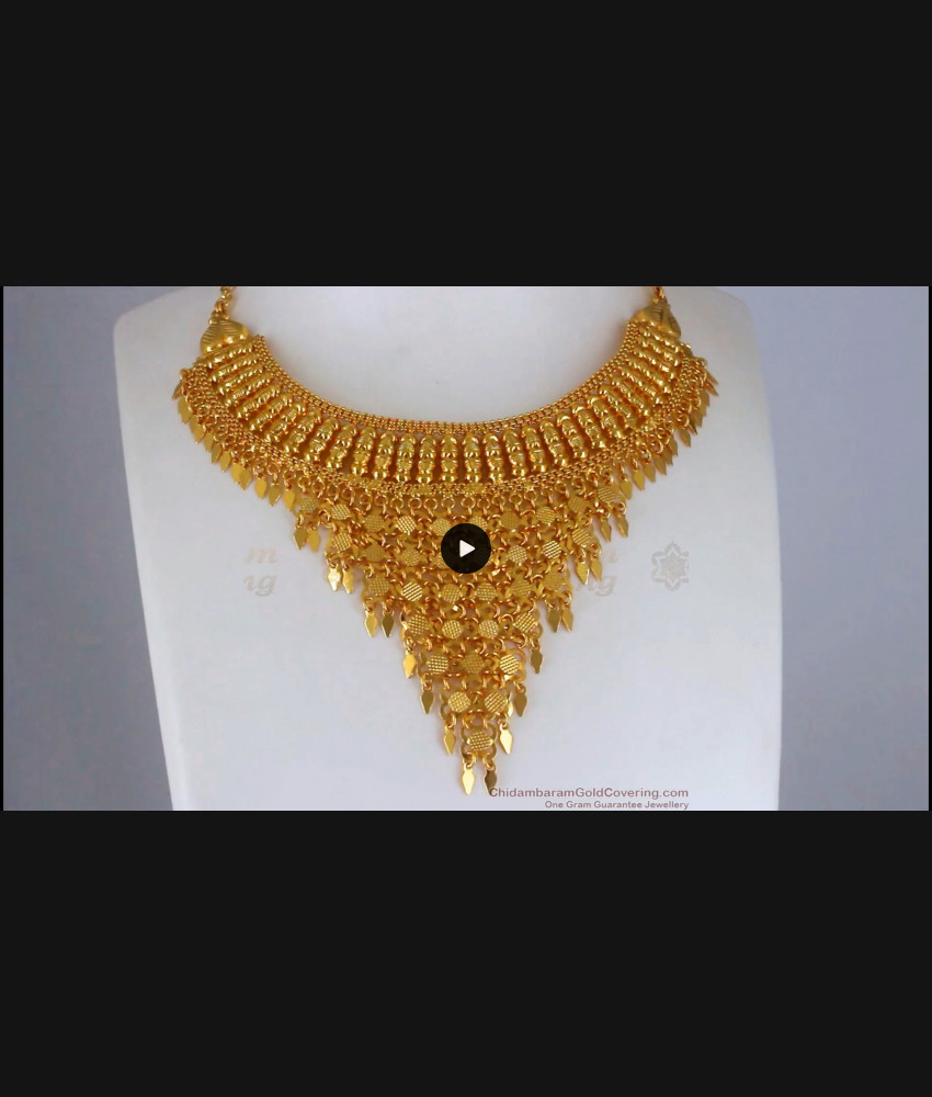 Gold Plated Elakathali Necklace Design For Bridal Wear NCKN2608