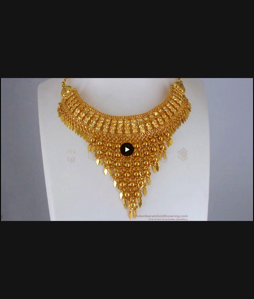 Bridal Gold Choker Necklace Elakkathali Design NCKN2609