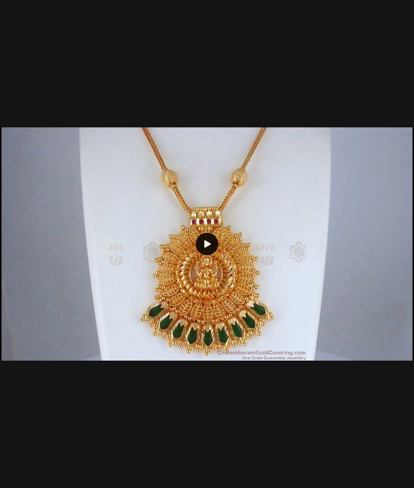 Beautiful Green Palakka Stone Gold Necklace Traditional Collection NCKN2614