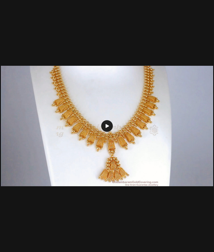 One Gram Gold Designer Necklace Net Pattern Bridal Jewelry NCKN2639