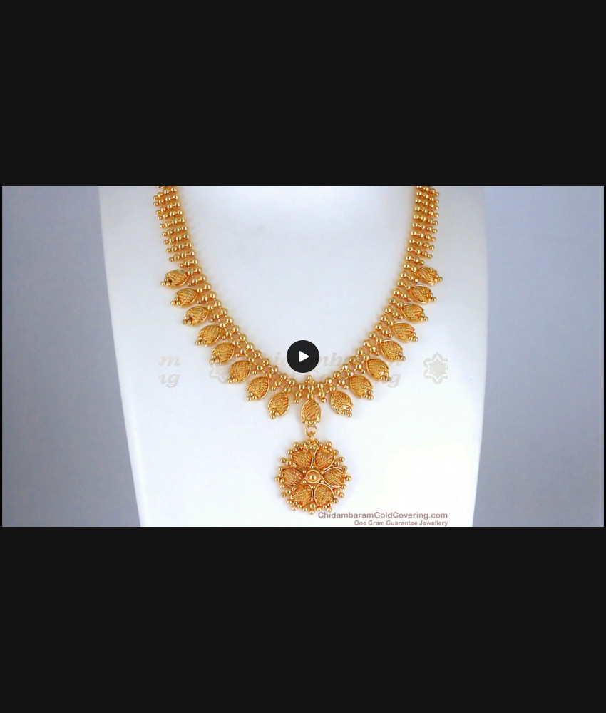 Stylish Net Pattern 1 Gram Gold Necklace Floral Design NCKN2640