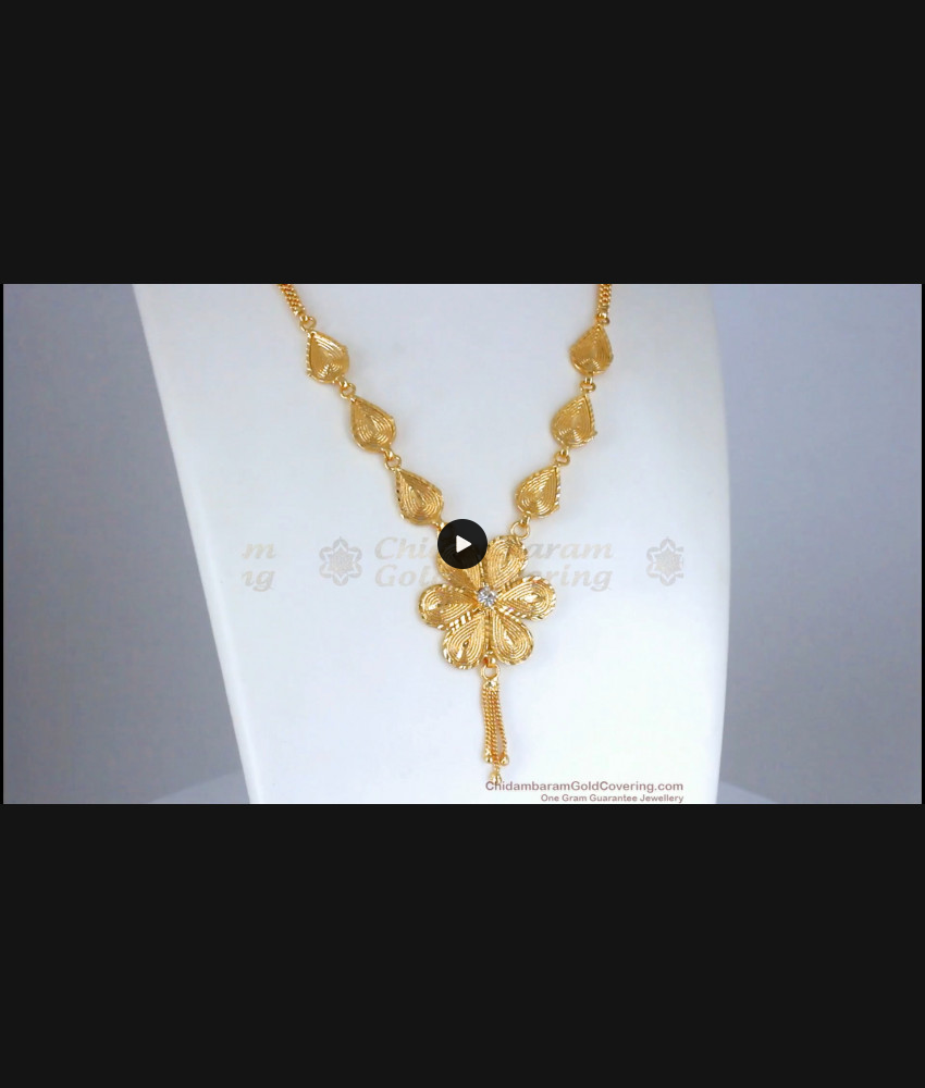 Trendy Light Weight Gold Plated Necklace Floral Design NCKN2645