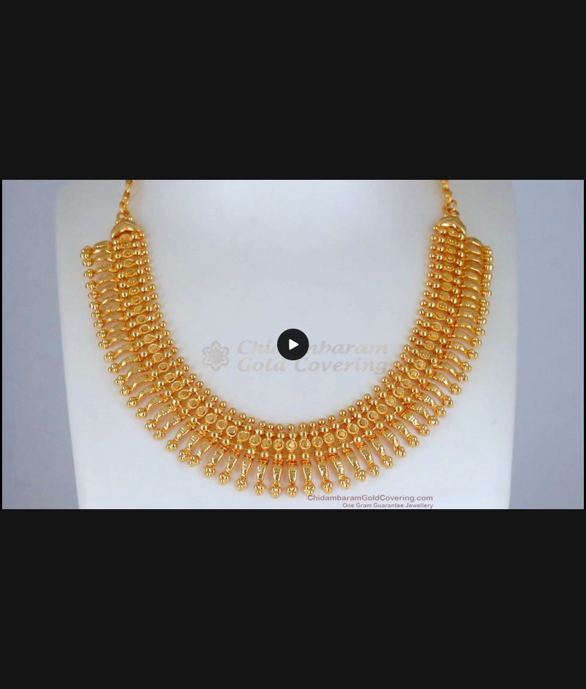 Pure 1 Gram Gold Necklace Bridal Close Neck Design NCKN2662