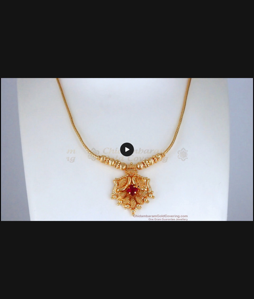 One Gram Gold Plated Necklace Ruby Stone Daily wear NCKN2677 One Gram Gold Plated Necklace Ruby Stone Daily wear NCKN2677