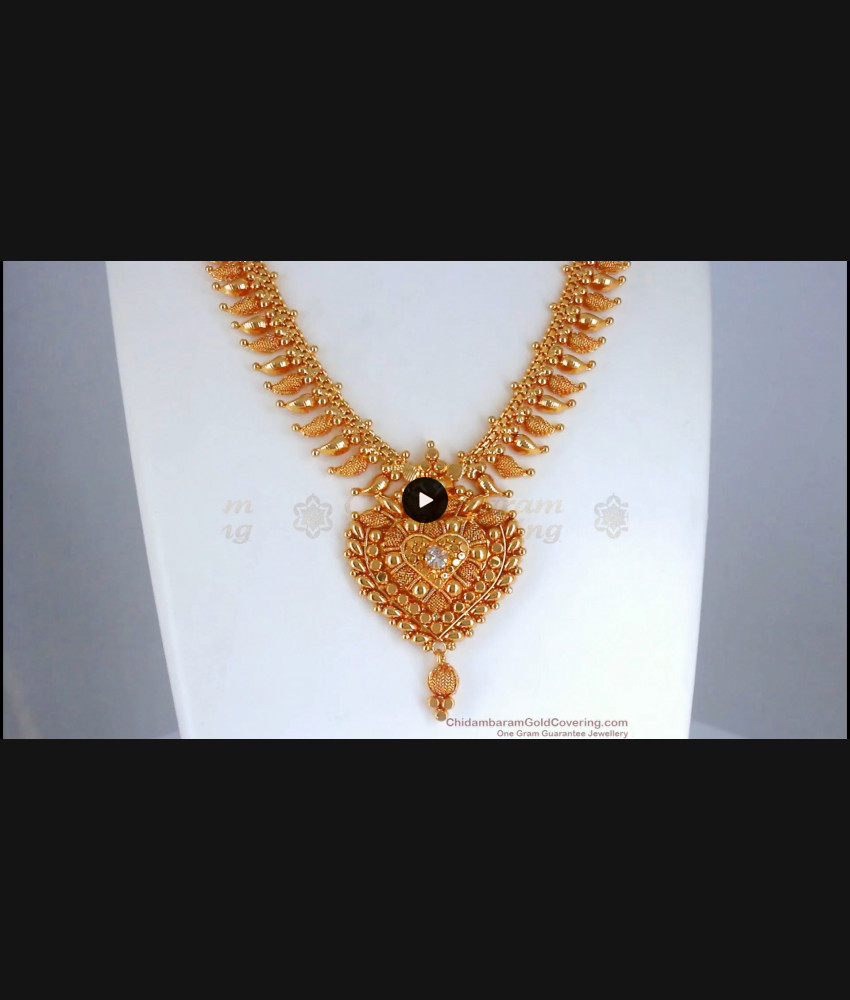 Net pattern Gold Mullai Mottu Necklace Heart Shape Design NCKN2683