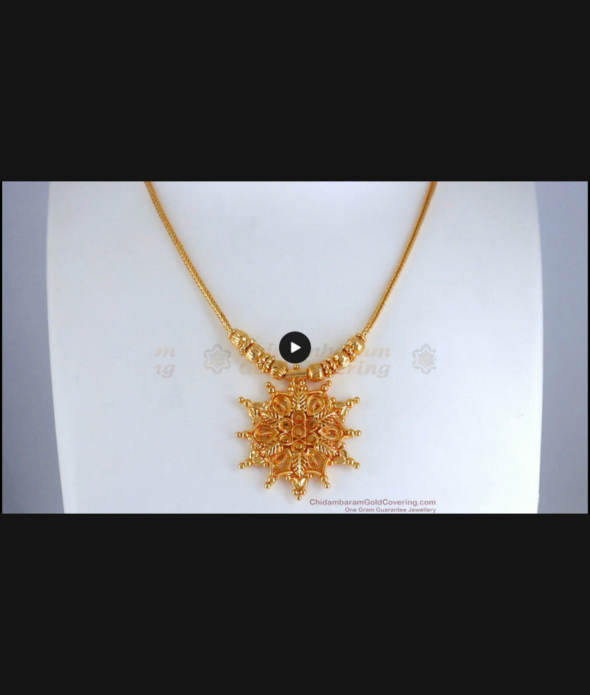 Attractive Pure Gold Tone Necklace Floral Design NCKN2693