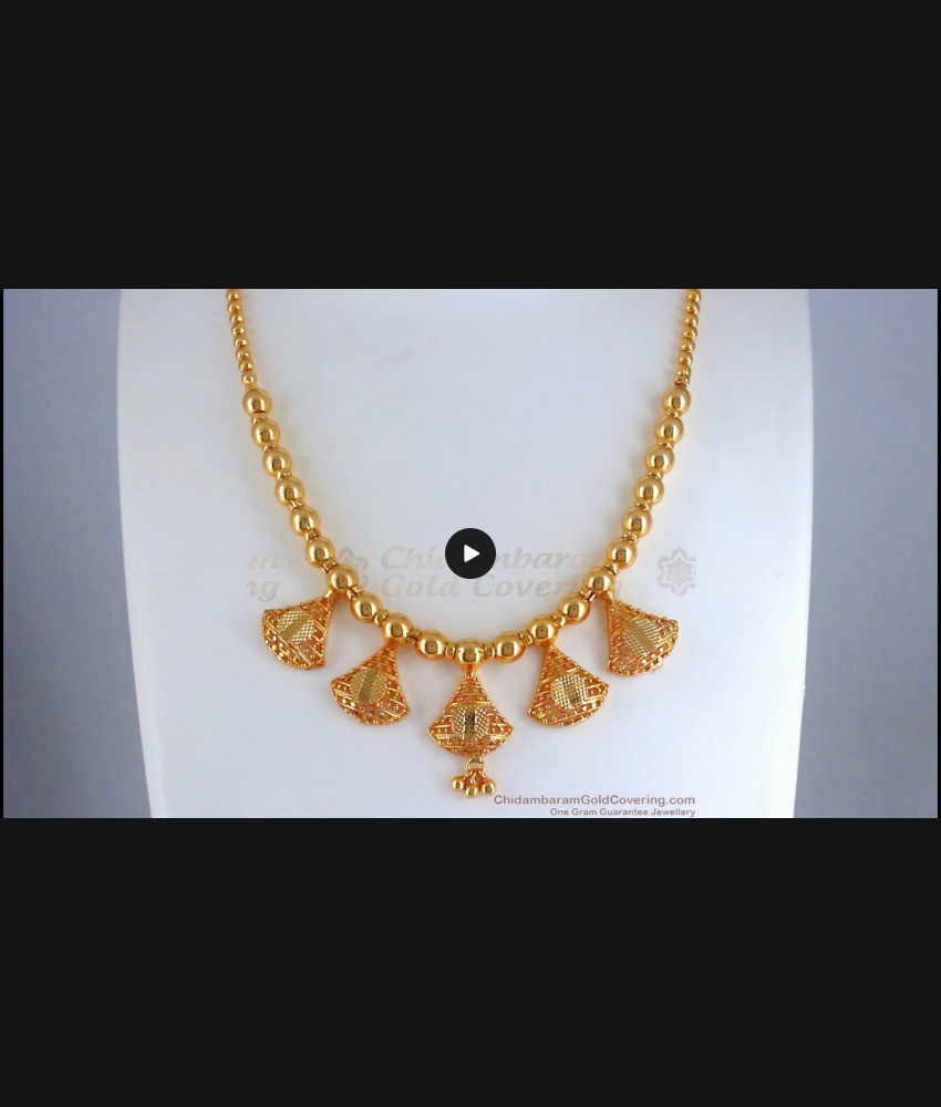 Trendy 1 Gram Gold Plated Necklace Party Wear Beads Design NCKN2694