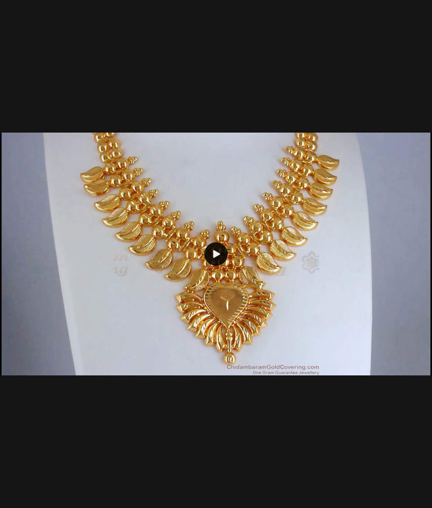 Kerala Bridal Wear Gold  Necklace Leaf Pattern NCKN2695