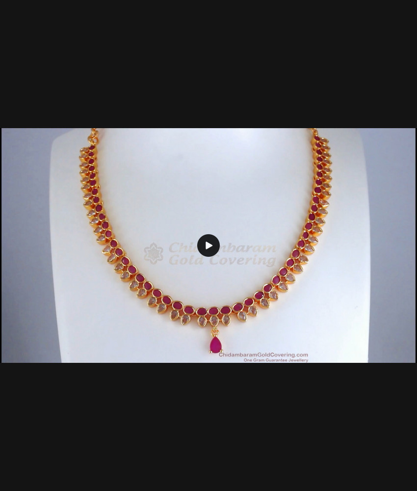 Stunning Ruby White Kemp Stone Gold Plated Necklace NCKN2696