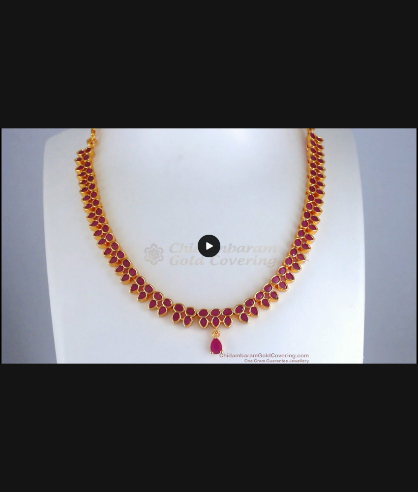 Full Ruby Kemp Stone Gold Imitation Necklace Collection NCKN2697