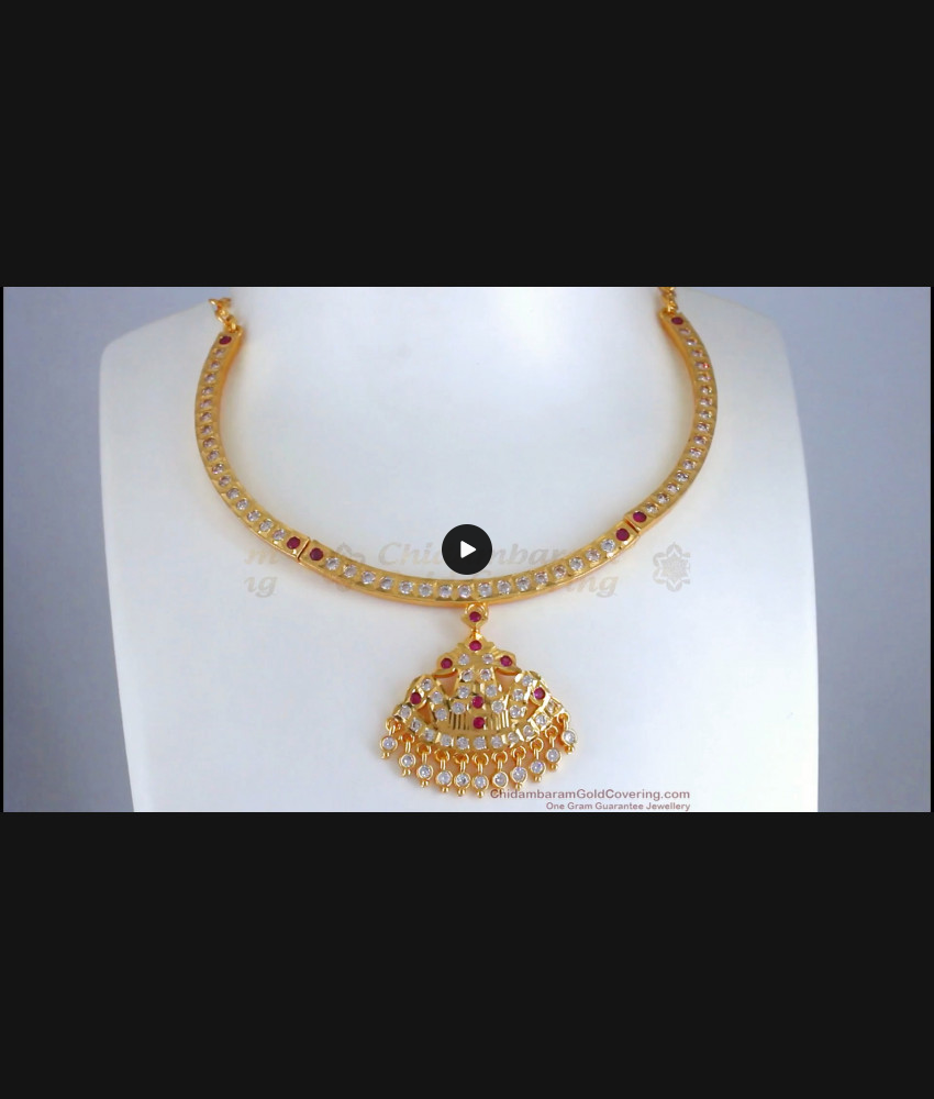 Latest Impon Attigai Necklace Design For Women Bridal Wear NCKN2702