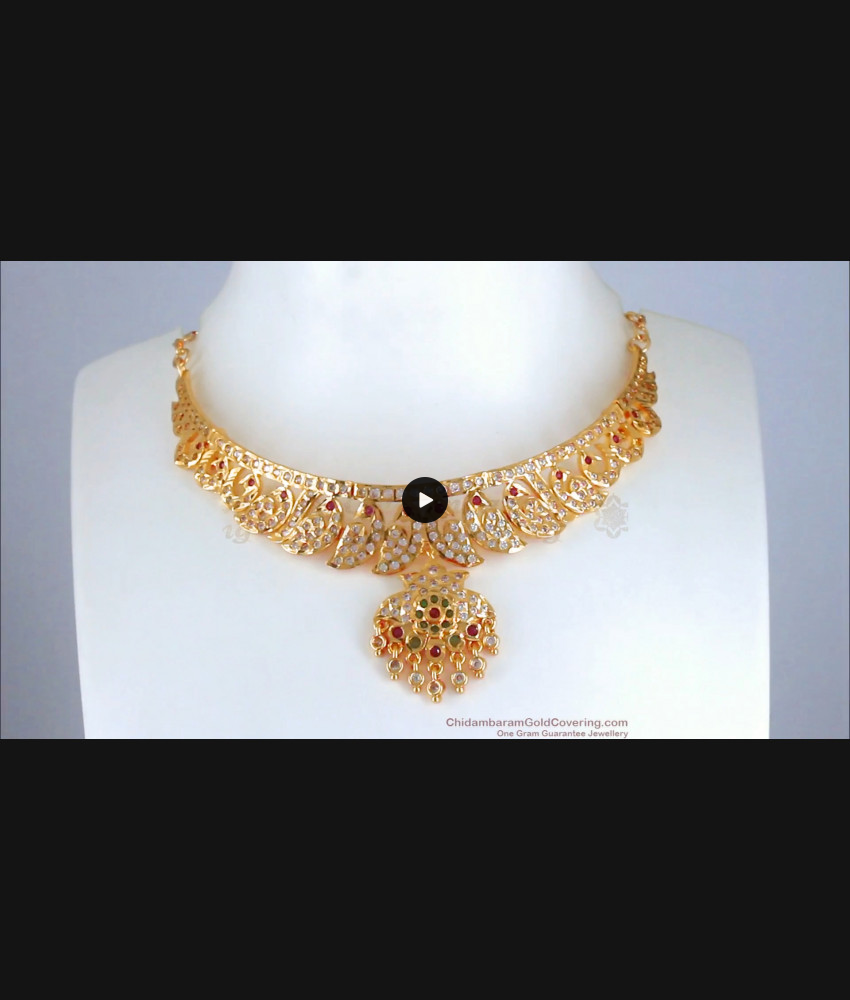 Grand Peacock Pattern Impon Choker Necklace Bridal Collection NCKN2707