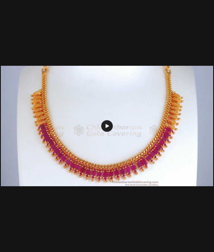 Original Mullaipoo Gold Plated Necklace Ruby Stone NCKN2719