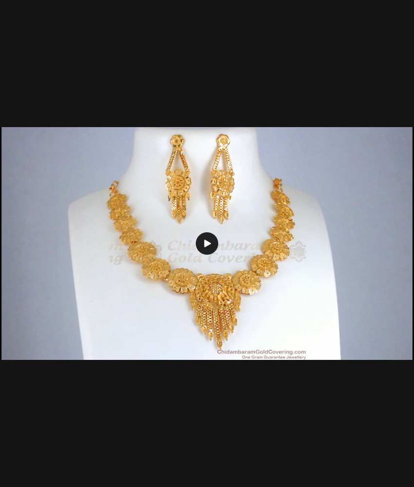 Buy Real Gold Tone Necklace Forming Collection Floral Design NCKN2736