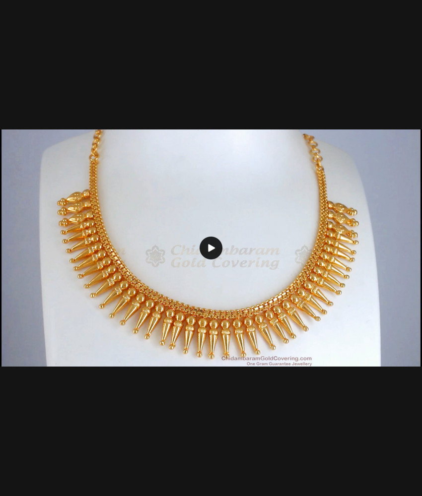 Close Neck 1 Gram Gold Necklace Mullai Pattern For Women NCKN2750