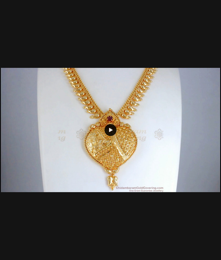 Heart Pendant Gold Plated Necklace Mullai Mottu Design NCKN2759