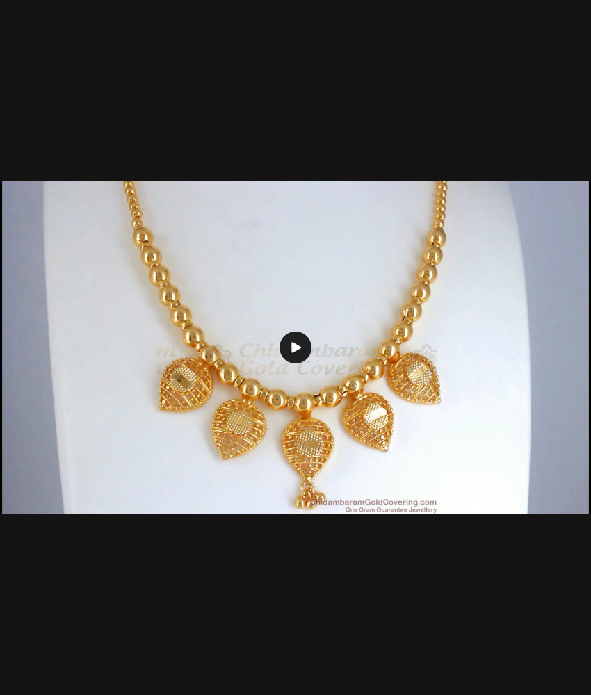 1 Gram Gold Beaded Necklace Droplet Pendant Shop Online NCKN2760