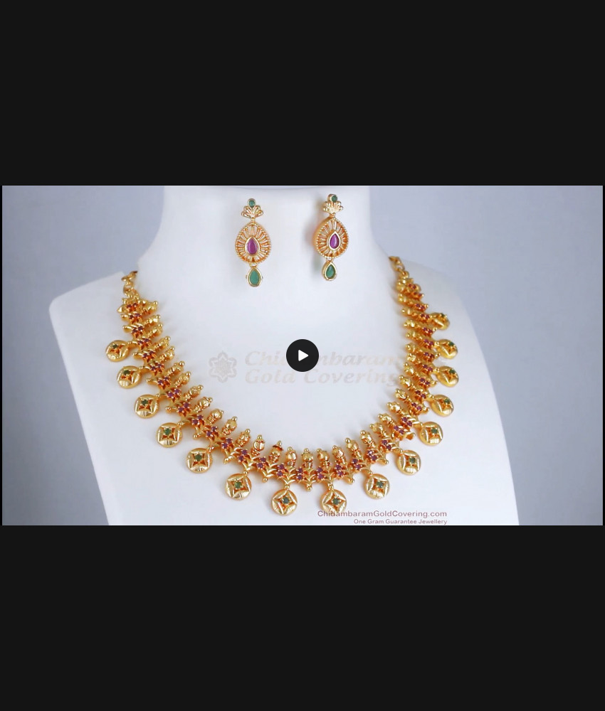 Premium Gold Tone Necklace Combo Set CZ Stone Collection NCKN2793