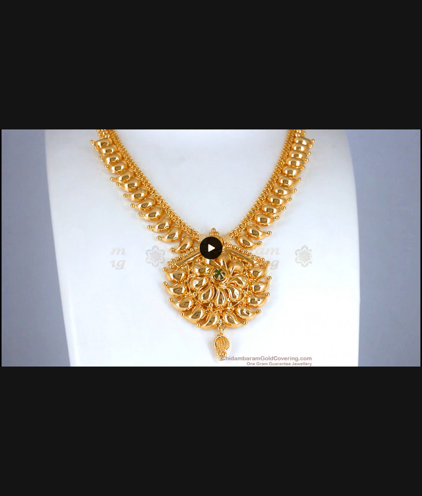 New Model Gold Mango Necklace Emerald Stone Imitation Jewelry Collections NCKN2845