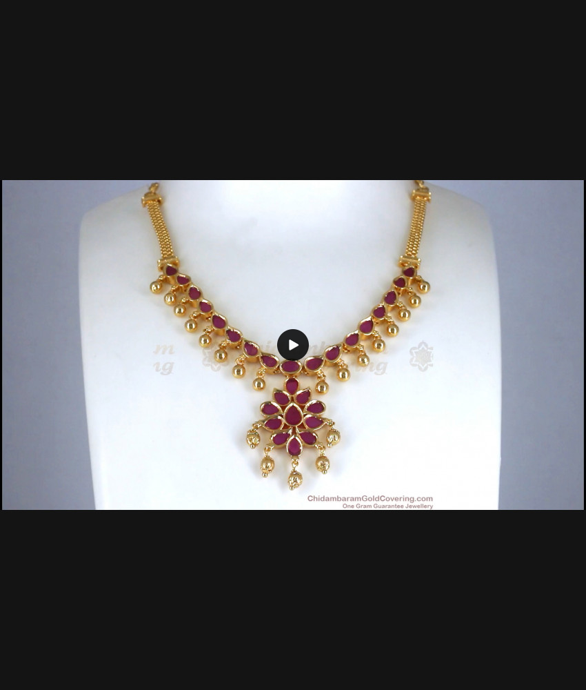 Full Ruby Kemp Stone Gold Plated Necklace Shop Online NCKN2853