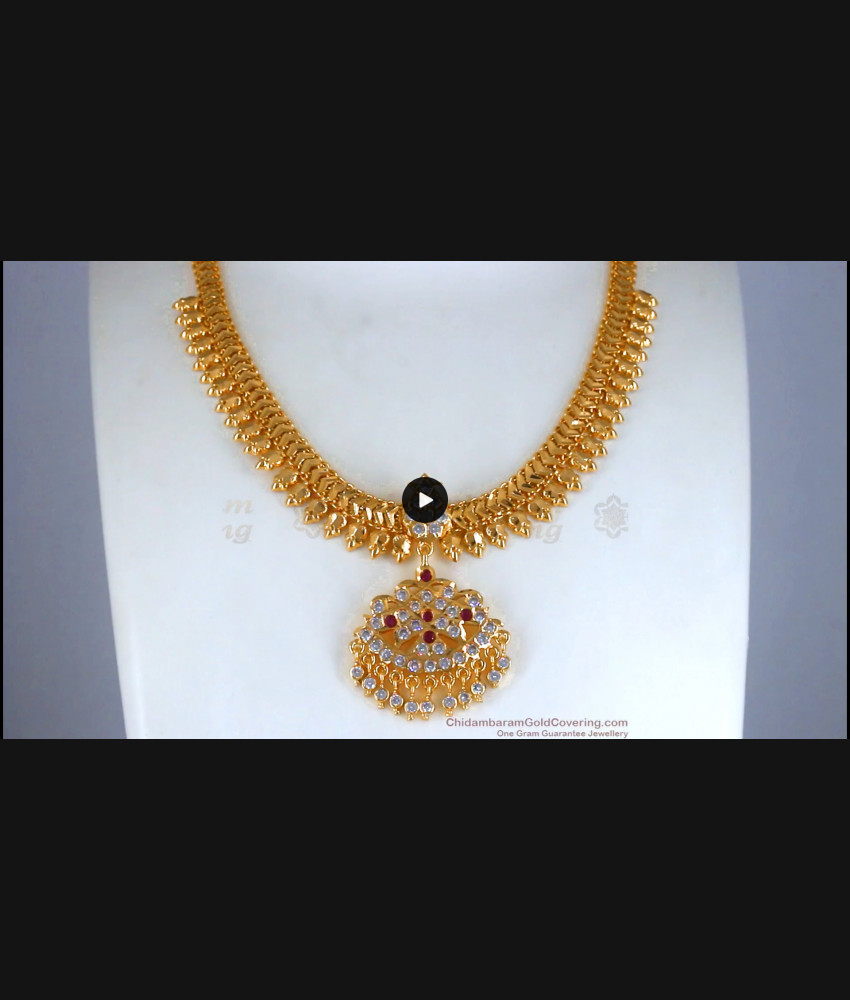 5 Metal Gold Plated Necklace Attigai Collections Impon Jewellery NCKN2870