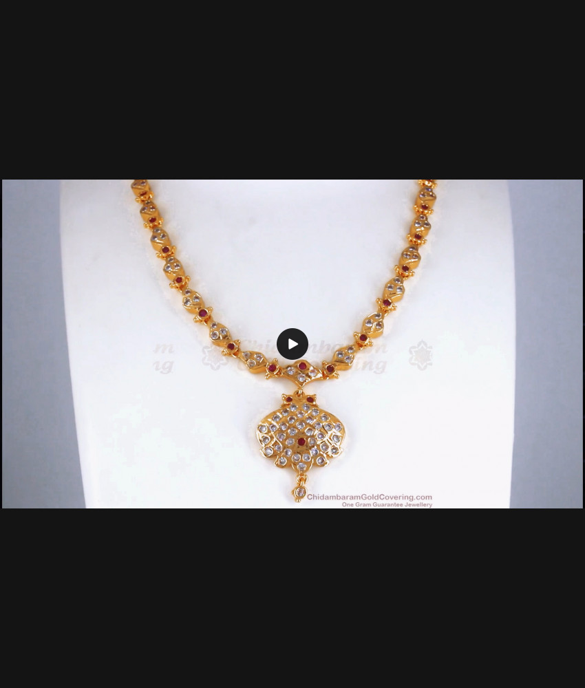 Premium Full Impon Necklace Ruby White Gati Stone Shop Online NCKN2871