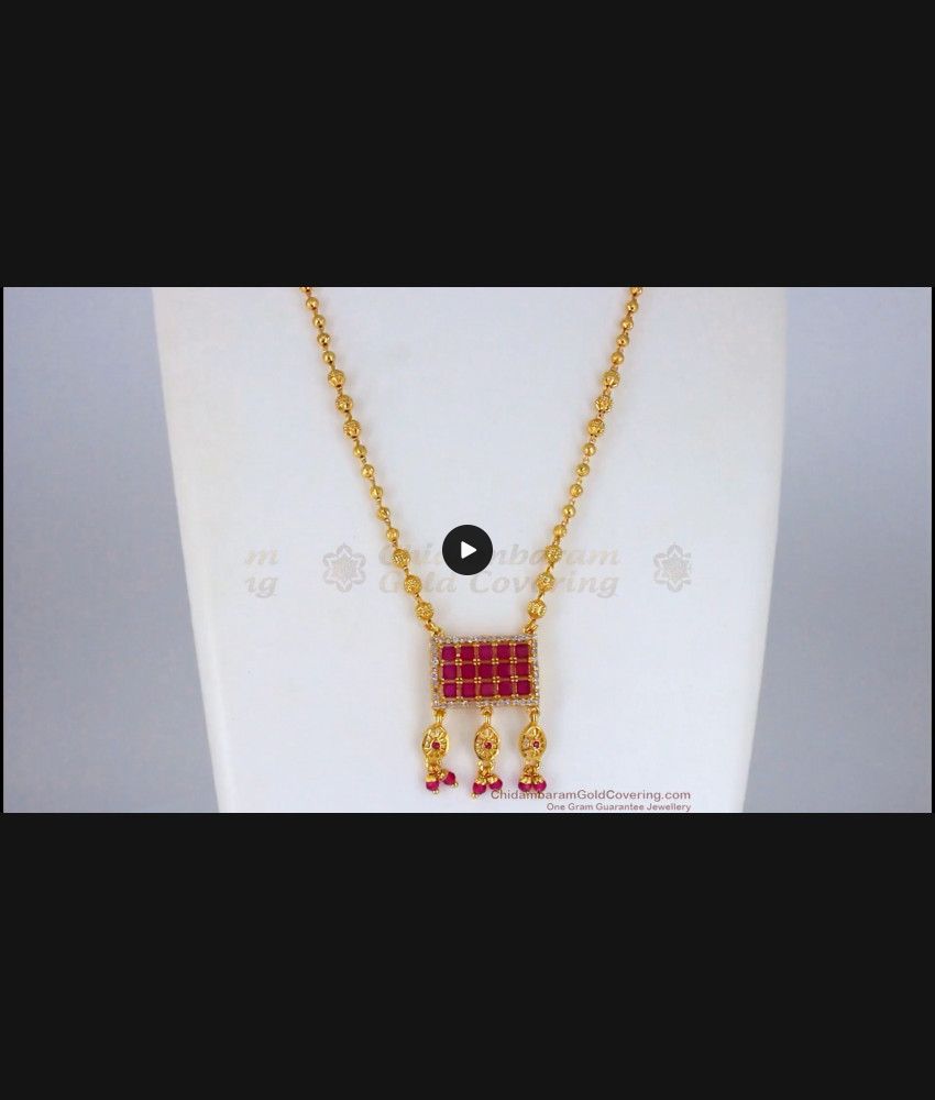 Ruby Pendant Short Chain Gold Collections Imitation Jewelry SMDR576